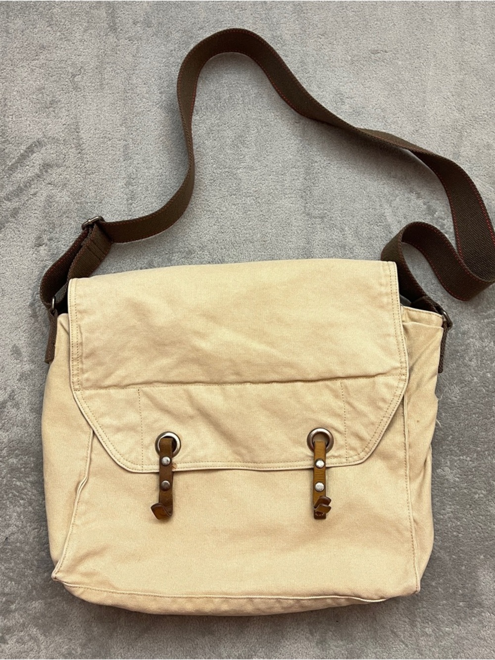 Old Navy Camo Interior Messenger Bag Satchel Vtg 90s Woodland Y2K Military Khaki
